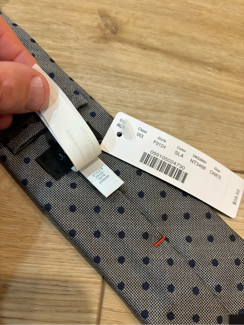J.CREW GRAY Navy Polka Dot Silk MEN'S NECK Tie W: 2.75